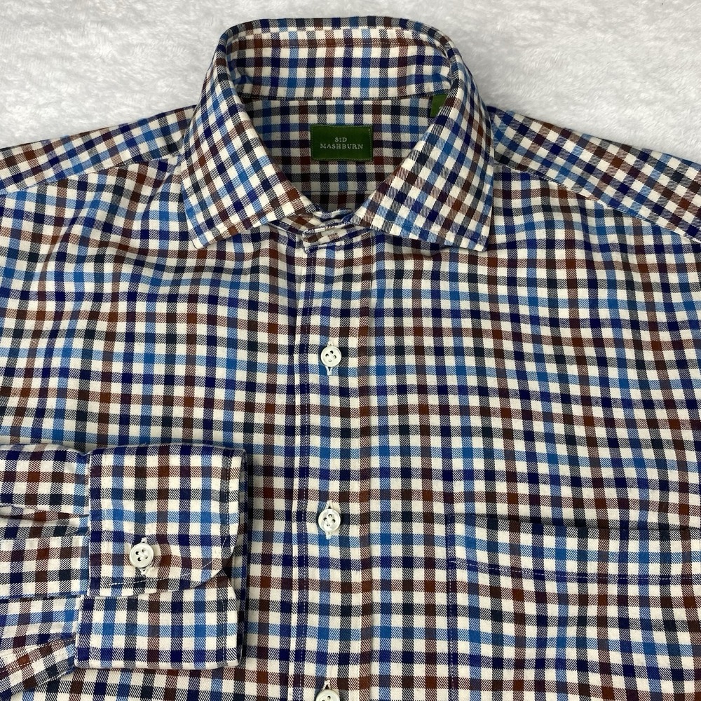 Sid Mashburn Shirt Men's Small Multi-Colored Checks Long Sleeves